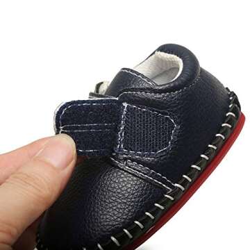 SOFMUO Baby Girls Boys Pu Leather Sneakers Anti-Slip Rubber Sole Cartoon Moccasins Handmade Newborn Slippers Hard Bottom Toddler First Walkers Infant Crib Shoes