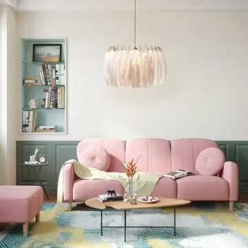 KCO Ligting Modern Pendant Feathers Light Nordic Feather Chandelier Decorative Ceiling Hanging Lamp Creative Light for Girls Room Bedroom Living Room (Small)