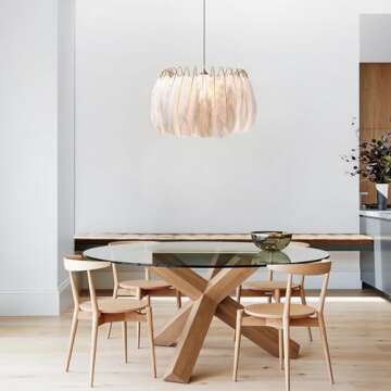 KCO Ligting Modern Pendant Feathers Light Nordic Feather Chandelier Decorative Ceiling Hanging Lamp Creative Light for Girls Room Bedroom Living Room (Small)