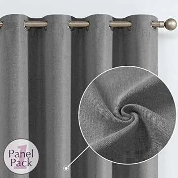 JINCHAN Linen Textured Curtains for Living Room Bedroom Curtains Room Darkening Curtains Linen Look Thermal Insulated Curtains Grommet Top Window Drape W52 x L108, 1 Panel, Grey