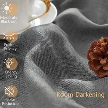 JINCHAN Linen Textured Curtains for Living Room Bedroom Curtains Room Darkening Curtains Linen Look Thermal Insulated Curtains Grommet Top Window Drape W52 x L108, 1 Panel, Grey
