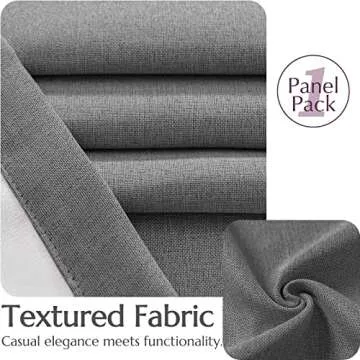 JINCHAN Linen Textured Curtains for Living Room Bedroom Curtains Room Darkening Curtains Linen Look Thermal Insulated Curtains Grommet Top Window Drape W52 x L108, 1 Panel, Grey