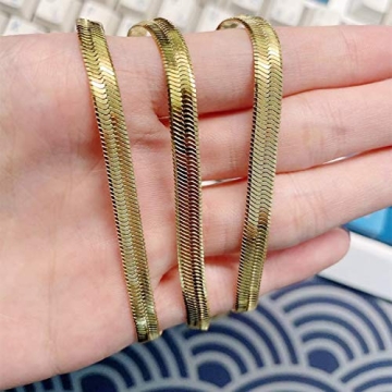 Elegant EMATU 18k Gold Plated Herringbone Choker