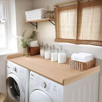 Kaboon Washer Dryer Countertop, Melamine Countertop with Edge Rails - 27.5" Depth x 54" Width Laundr...