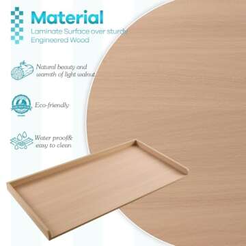 Kaboon Washer Dryer Countertop, Melamine Countertop with Edge Rails - 27.5" Depth x 54" Width Laundry Room Organization, Light Walnut