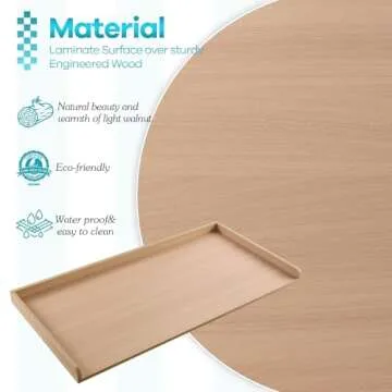 Kaboon Washer Dryer Countertop, Melamine Countertop with Edge Rails - 27.5" Depth x 54" Width Laundry Room Organization, Light Walnut