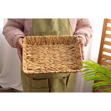 JLKIMZVO Hand-Woven Large Storage Baskets, Water Hyacinth Wicker Baskets for Organizing,Woven Baskets, Organizer, Natural Container，13.38” x 9.5” x 2.75”