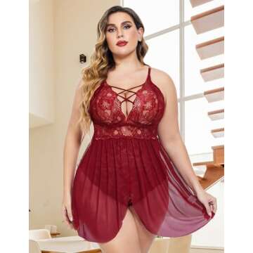 Avidlove Plus Size Lace Slip Nightie for Women
