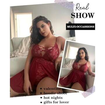 Avidlove Plus Size Lace Slip Nightie for Women