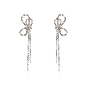 Luxval Rhinestone Bow Earrings for Elegant Occasions
