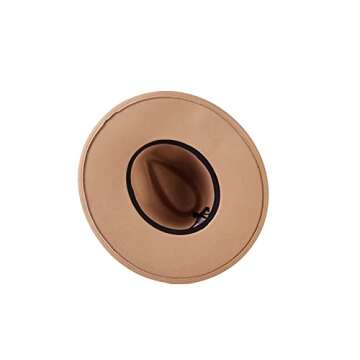 Nakiwi Women’s Fedora Hat Summer Wear with Wide Brim and Leopard Belt, Soft Panama Cap for Ladies (FY266-BEIGE)