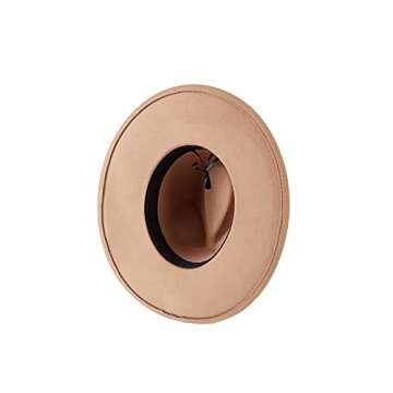 Nakiwi Women’s Fedora Hat Summer Wear with Wide Brim and Leopard Belt, Soft Panama Cap for Ladies (FY266-BEIGE)