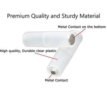 HOMEFUNTIME Battery Adapter Converter for AAA to AA Battery Transparent Cases Holder Shell with Metal Contacts on Bottom(Clear Color,Pack of 4)