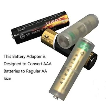 HOMEFUNTIME Battery Adapter Converter for AAA to AA Battery Transparent Cases Holder Shell with Metal Contacts on Bottom(Clear Color,Pack of 4)