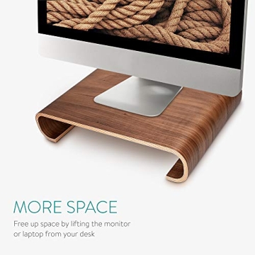 Navaris Wood Monitor Stand Riser - Stylish Desktop Organizer