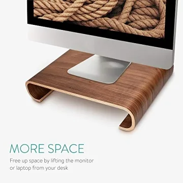 Navaris Wood Monitor Stand Riser - Stylish Desktop Organizer