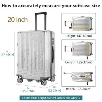GigabitBest Durable Clear PVC Suitcase Cover for 19-20 Inch Luggage with Handle Openings