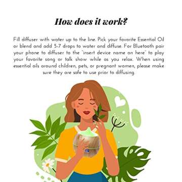 artnaturals Essential Oil Diffuser and Humidifier with Bluetooth Speaker Clock - (13.5 Fl Oz / 400ml Tank) - Electric Cool Mist Aromatherapy for Office, Home, Bedroom, Baby Room