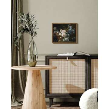 ARPEOTCY Vintage Floral Wall Art, Peonies Irises Hydrangea Paintings Art Decor Aesthetic, Framed Can...