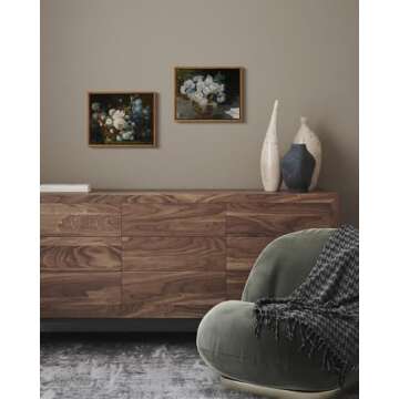 ARPEOTCY Vintage Floral Wall Art, Peonies Irises Hydrangea Paintings Art Decor Aesthetic, Framed Canvas Retro Flower Still Life Wall Pictures for Room Decoration, 8x10 Inch