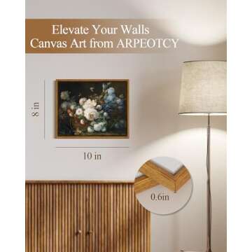 ARPEOTCY Vintage Floral Wall Art, Peonies Irises Hydrangea Paintings Art Decor Aesthetic, Framed Canvas Retro Flower Still Life Wall Pictures for Room Decoration, 8x10 Inch