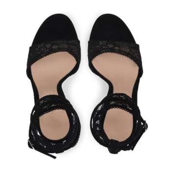 MANYUBEI Women's High Heels Sandals - 10cm Black Lace Stilettos for Special Events
