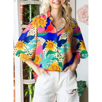 Astylish Oversized Boho Shirt for Women - V-Neck Blouse