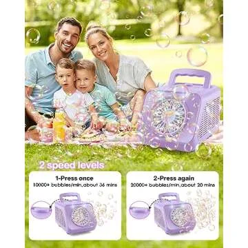 Upgraded Bubble Machine with 2 Speed Levels,Blow 20000+ Bubbles/Minute,Portable Automatic Bubble Machine for Kids Toddlers,Durable Bubble Maker Outdoor Toys Gifts for Birthday,Wedding,Party,Christmas