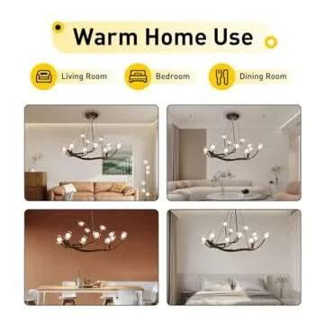 Modern Wood Branch Chandelier, 35'' Artificial Resin Tree Branch LED Pendant Lighting Fixture, 59 Inch Chain Adjustable, Double-layer Glass Lampshade, for Living Room Dining Room Bedroom Kitchen Foyer