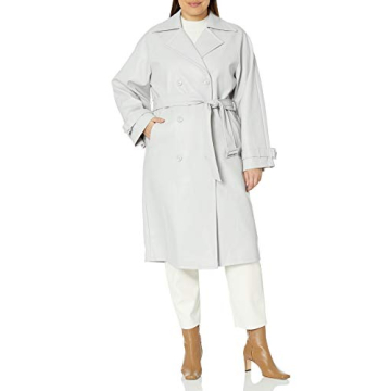 Stylish Drop Women's Slim Long Trench Coat in Ice Grey