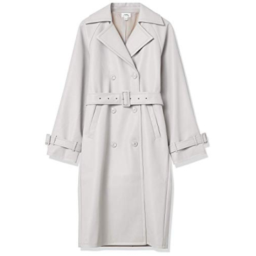 Stylish Drop Women's Slim Long Trench Coat in Ice Grey