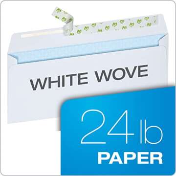 Quality Park #10 Security Envelopes, No Window, Redi-Strip Self Seal Envelopes, 24-lb White Wove, 4-1/8" x 9-1/2", 100 per Box (QUA69117)