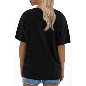 ATHMILE Womens Oversized T Shirts Loose Fit Crewneck Short Sleeve Tops Summer Casual Blouse 2025 Y2K Basic Tee Black