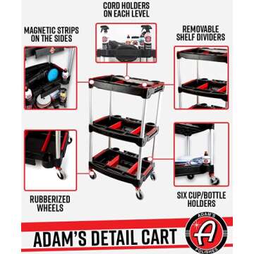Adam's Polishes Detailing Cart Mobile Storage Organizer