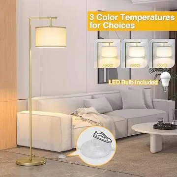 Elegant CNXIN Floor Lamp with Adjustable Shade and 3 Color Settings for Home and Office