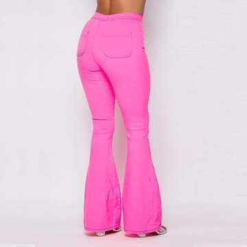 SOHO GLAM High Waisted Stretchy Bell Bottom Jeans Pink - XL
