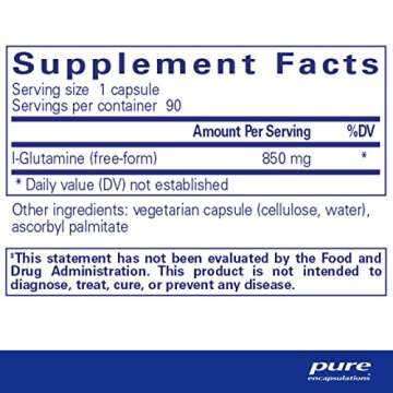 Pure Encapsulations L-Glutamine 850 mg | Supplement for Immune and Digestive Support, Gut Health and...