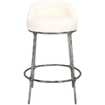 SAFAVIEH Couture Collection Woodsen Ivory Boucle/Black 26-inch Counter Stool for Kitchen Island Breakfast Nook (Fully Assembled)