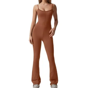 QINSEN Sexy Jumpsuit for Women with Spaghetti Straps and Flare Pants