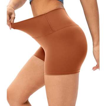 Lavento Women's All Day Soft Yoga Shorts 4 Inch - Workout Gym Running Active Biker Short for Woman (Cinnabar, 4)