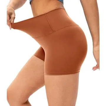 Lavento Women's All Day Soft Yoga Shorts 4 Inch - Workout Gym Running Active Biker Short for Woman (Cinnabar, 4)