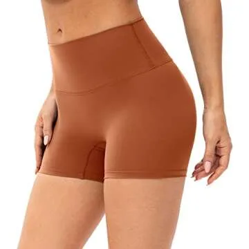 Lavento Women's All Day Soft Yoga Shorts 4 Inch - Workout Gym Running Active Biker Short for Woman (Cinnabar, 4)