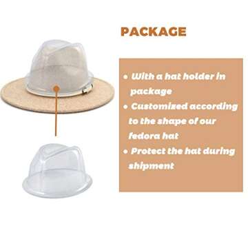 Lisianthus Women Wool Wide Brim Belt Buckle Fedora Hat White Buckle-Beige