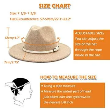 Lisianthus Women Wool Wide Brim Belt Buckle Fedora Hat White Buckle-Beige