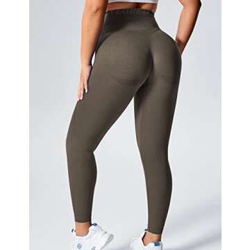 YEOREO Women Seamless Workout Leggings Gym High Waist Smile Contour Yoga Pants Olive Medium