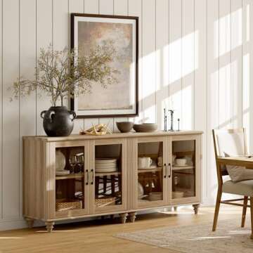 Elegant WAMAPT 68 Inch Buffet Cabinet with Glass Doors