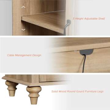 Elegant WAMAPT 68 Inch Buffet Cabinet with Glass Doors