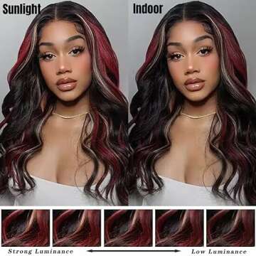 Skunk Stripe Human Hair Wig 13x4 Hd Ombre Lace Front Wig Human Hair Pre Plucked with Baby Hair 150% Density 1b/27/99j Burgundy Lace Front Wigs Human Hair (22 Inch Colored Wigs Human Hair for Women )