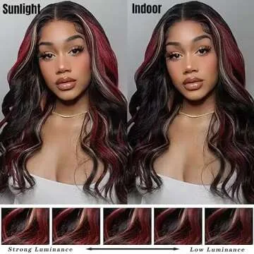 Skunk Stripe Human Hair Wig 13x4 Hd Ombre Lace Front Wig Human Hair Pre Plucked with Baby Hair 150% Density 1b/27/99j Burgundy Lace Front Wigs Human Hair (22 Inch Colored Wigs Human Hair for Women )