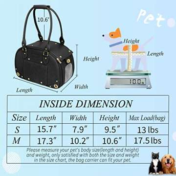 PetsHome Dog Carrier, Pet Carrier, Dog Purse, Foldable Waterproof Premium PU Leather Pet Travel Portable Bag Carrier for Cat and Small Dog Home & Outdoor Small Black